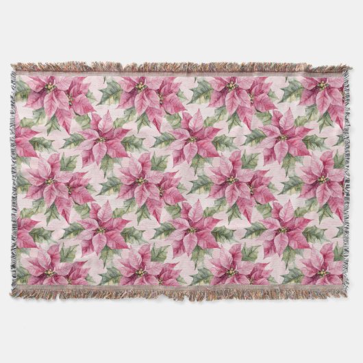 Couverture Chic rose Poinsettia Fleurs Noël (Devant)
