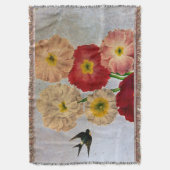 Couverture Chic Vintage rose rouge blanc Fleurs sur bleu (devant Vertical)