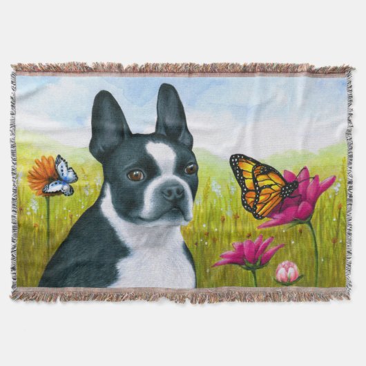 Couverture Chien 134 Boston Terrier Fleur papillon (Devant)