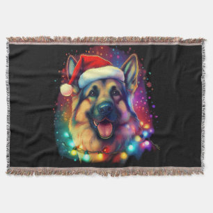 Couverture Chien berger allemand de Noël avec chapeau de Père