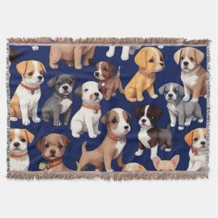 Couverture Chien Chien Chien bleu de la marine Design Motif