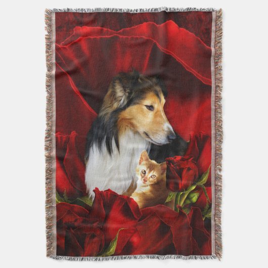 Couverture Chien et Kitten intégrés aux Roses rouges (devant Vertical)