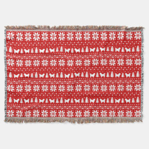Couverture Chih Tzu Chien Silhouettes Motif de Noël Rouge