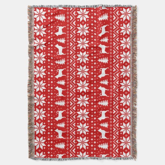 Couverture Chihuahua Chien Silhouettes Motif de Noël Rouge (devant Vertical)