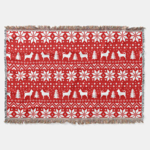 Couverture Chihuahua Chien Silhouettes Motif de Noël Rouge