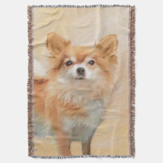 Couverture Chihuahua Peinture de Chien à long Haired Art orig (devant Vertical)