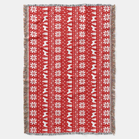 Couverture Chinois Shar Pei Chien Silhouettes Motif de Noël (devant Vertical)