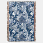 Couverture Chinoiserie Paysage Peinture Bleu Blanc (devant Vertical)