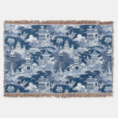 Couverture Chinoiserie Paysage Peinture Bleu Blanc (Devant)