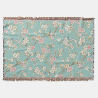 Couverture Chinoiserie Vintage Oiseau et Fleur