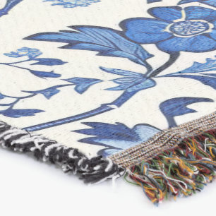 Couverture Chinoserie Floral imprimé blanc de jeton de saison