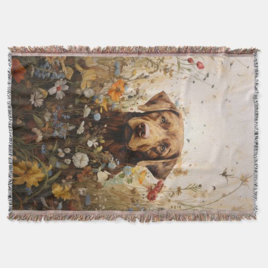 Couverture Chocolat Labrador et Fleurs sauvages lanceur couve (Devant)