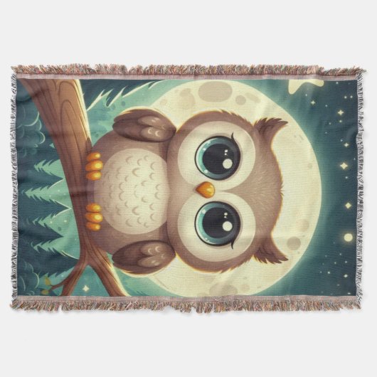 Couverture Chouette bébé la nuit avec lune (Devant)