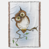 Couverture Chouette Brun Mignon Bleu Faune Fantaisie (devant Vertical)