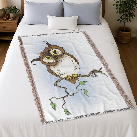 Couverture Chouette Brun Mignon Bleu Faune Fantaisiste