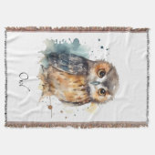 Couverture Chouette d'aquarelle mignonne, personnalisée (Devant)