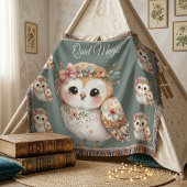 Couverture Chouette Florale Mignonne avec un Nœud