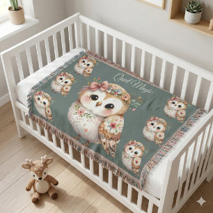 Couverture Chouette Florale Mignonne avec un Nœud