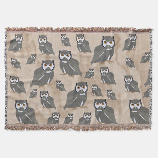Couverture Chouette Motif & Bois rustique (Devant)