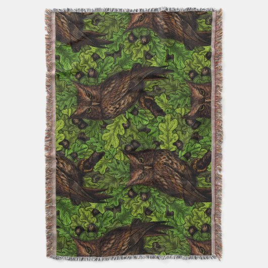 Couverture Chouettes dans le chêne, vert et marron (devant Vertical)