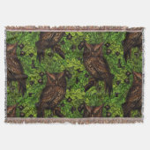 Couverture Chouettes dans le chêne, vert et marron (Devant)