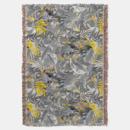 Couverture Chouettes, pipi, à travers, gris & jaune, feuille (devant Vertical)