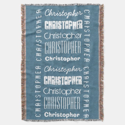 Couverture CHRISTOPHER nommé fait sur commande ou TOUT bleu (devant Vertical)