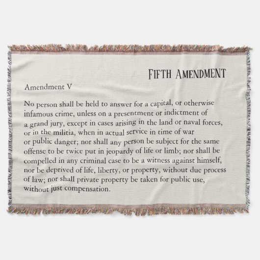 Couverture Cinquième amendement Constitution Charte des droit (Devant)