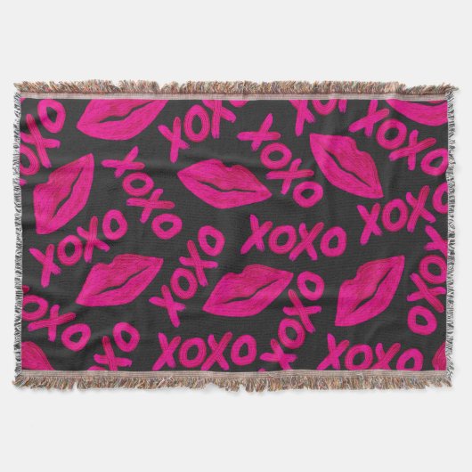 Couverture Citation XOXO noir Neon rose lèvres Motif (Devant)