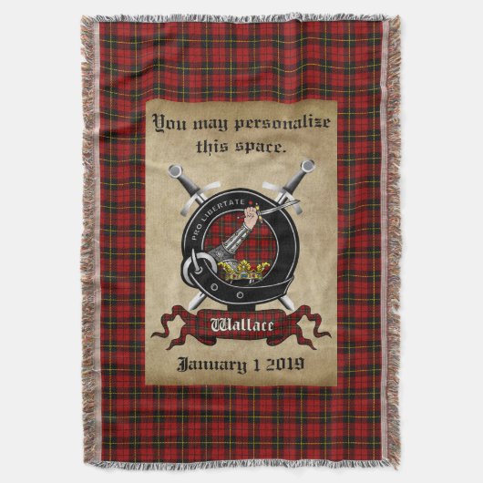 Couverture Clan Wallace personnalisé Badge & Tartan Thon (devant Vertical)