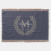 Couverture Classic Taupe Laurels Monogramme + Nom de famille (Devant)