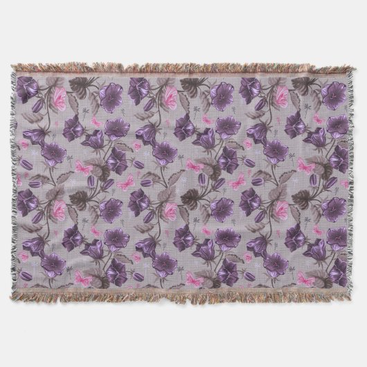 Couverture cloches de main violettes et motif de papillons (Devant)