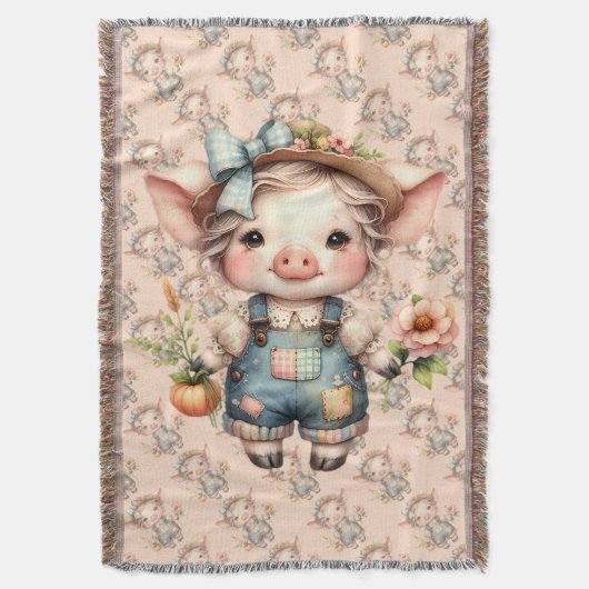 Couverture Cochon fermier mignon dans les salons avec fleurs (devant Vertical)