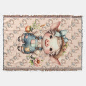 Couverture Cochon fermier mignon dans les salons avec fleurs (Devant)