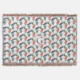 Couverture Coeur coloré Kokopelli motif et monogramme