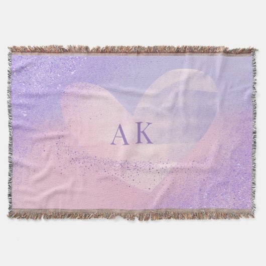 Couverture Cœur dégradé violet rose Monogramme (Devant)