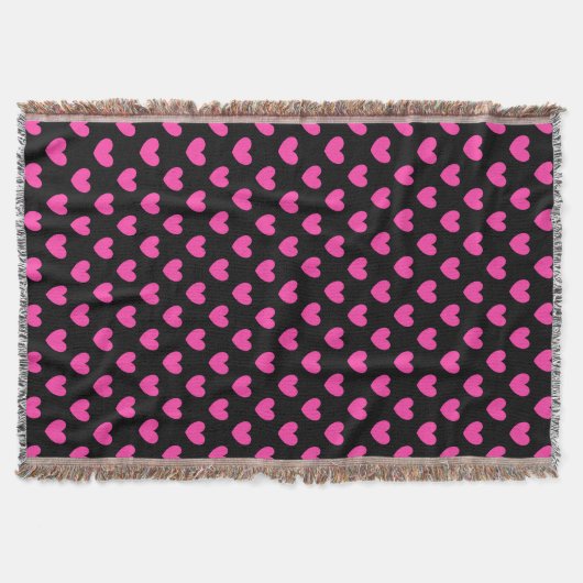 Couverture Cœurs à pois rose fuchsia sur fond noir (Devant)
