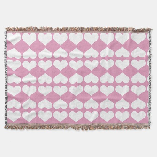 Couverture Cœurs Blush Rose et Blanc Géométrique  (Devant)