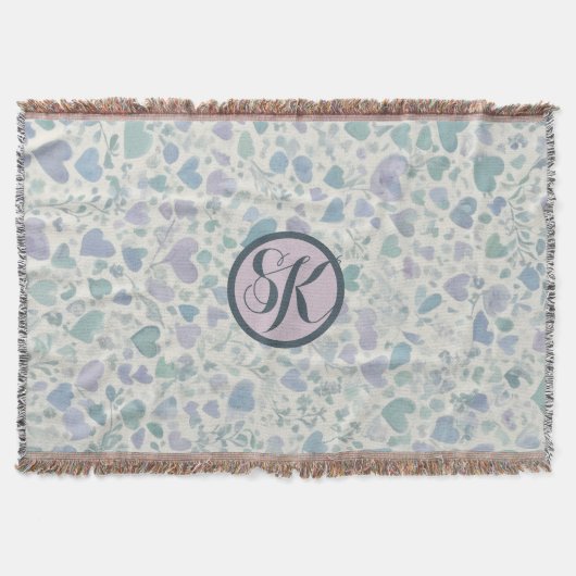 Couverture Coeurs d'amour bleu violet vert (Devant)