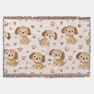 Couverture Cœurs de chiot mignons motif aquarelle (1)