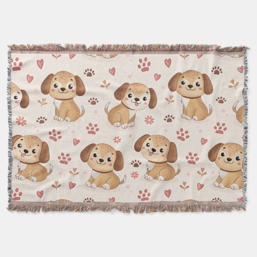 Couverture Cœurs de chiot mignons motif aquarelle (1) (Devant)