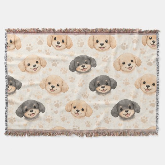 Couverture Cœurs de chiot mignons motif aquarelle (3) (Devant)