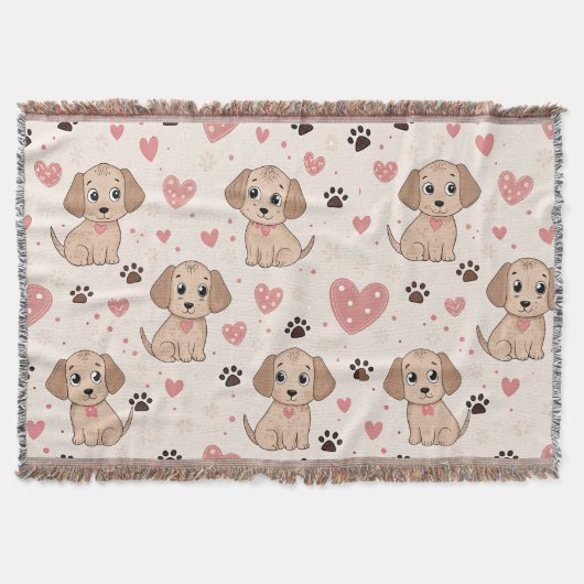 Couverture Cœurs de chiot mignons motif aquarelle (4) (Devant)