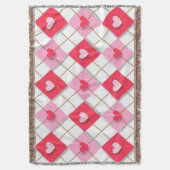 Couverture Coeurs De Jacquard Rose Et Rouge (devant Vertical)