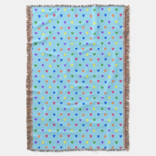 Couverture Coeurs de polka arc-en-ciel sur bleu bébé (devant Vertical)