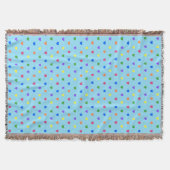 Couverture Coeurs de polka arc-en-ciel sur bleu bébé (Devant)