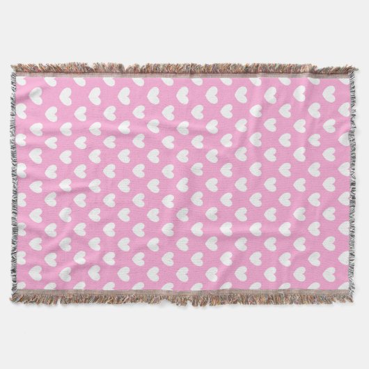Couverture Coeurs de polka blanc sur Cotton Candy rose (Devant)