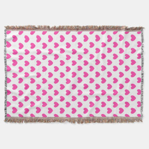 Couverture Coeurs de polka rose Fuchsia sur blanc