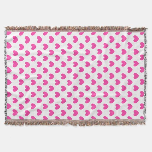 Couverture Coeurs de polka rose Fuchsia sur blanc (Devant)