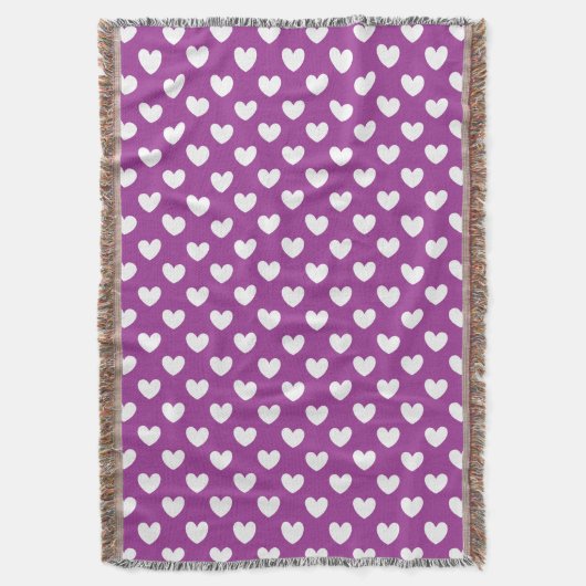 Couverture Coeurs polka blanc sur Cactus violet Fleur violet (devant Vertical)